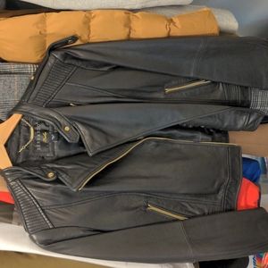 Black leather moto jacket